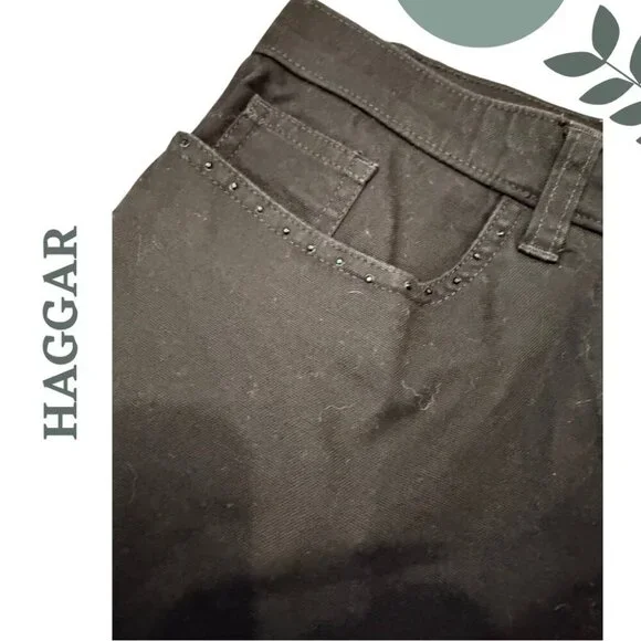 Classic Black Stretch Capris by Haggar | Mid Rise Cropped Pant Size 16P - Picture 3 of 6